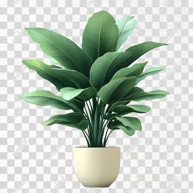 in a pot, long tropical leaves, big long leaves, minimalistic abstract vector style, white background --s 750