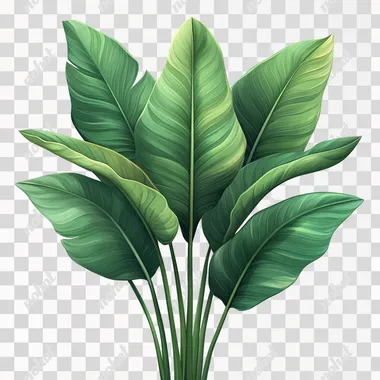 in a pot, long tropical leaves, big long leaves, minimalistic abstract vector style, white background --s 750