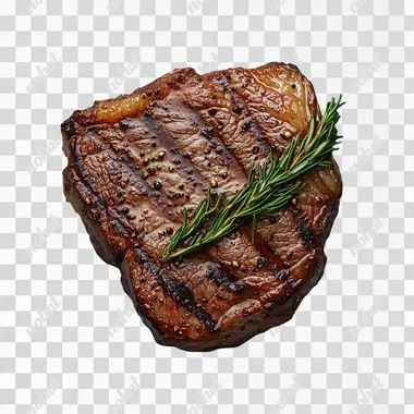 Create a photorealistic image of 'Cooked Steak', a premium ingredient used in the Food and Beverage industry. This ingredient falls under the 'Food and Beverage' category and should be displayed in an appropriate, professional-grade container or in its natural form, depending on its typical commercial presentation. The image should feature a high-quality, non-branded sample of 'Cooked Steak' without any logos or branding. If the ingredient is typically stored in a container (such as broths, stocks, or extracts), it should be placed in a clean, transparent or semi-transparent container that reflects industry standards. If it is a raw or dried ingredient, it should be presented naturally, emphasizing its unique texture, color, and form. The background should be a smooth, neutral gray (#BFBFBD) with soft and even lighting that enhances the ingredients natural appearance. The composition should be simple and elegant, avoiding unnecessary props or distractions. Ensure the final image resembles high-quality stock photography suitable for professional food catalogs, ingredient reference materials, or online stores. The presentation should highlight the ingredient's premium quality while maintaining a clean and professional aesthetic.