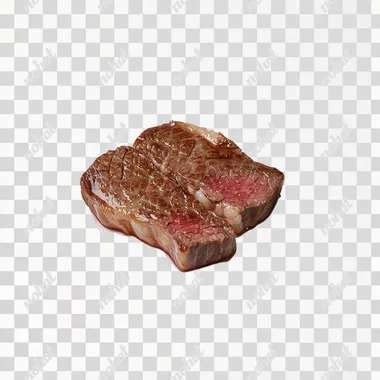 Create a photorealistic image of 'Cooked Steak', a premium ingredient used in the Food and Beverage industry. This ingredient falls under the 'Food and Beverage' category and should be displayed in an appropriate, professional-grade container or in its natural form, depending on its typical commercial presentation. The image should feature a high-quality, non-branded sample of 'Cooked Steak' without any logos or branding. If the ingredient is typically stored in a container (such as broths, stocks, or extracts), it should be placed in a clean, transparent or semi-transparent container that reflects industry standards. If it is a raw or dried ingredient, it should be presented naturally, emphasizing its unique texture, color, and form. The background should be a smooth, neutral gray (#BFBFBD) with soft and even lighting that enhances the ingredients natural appearance. The composition should be simple and elegant, avoiding unnecessary props or distractions. Ensure the final image resembles high-quality stock photography suitable for professional food catalogs, ingredient reference materials, or online stores. The presentation should highlight the ingredient's premium quality while maintaining a clean and professional aesthetic.