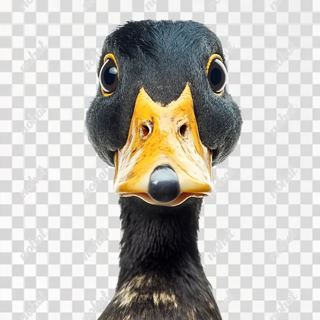 Quirky Duck Head Poses for the Camera: A Close-Up Shot