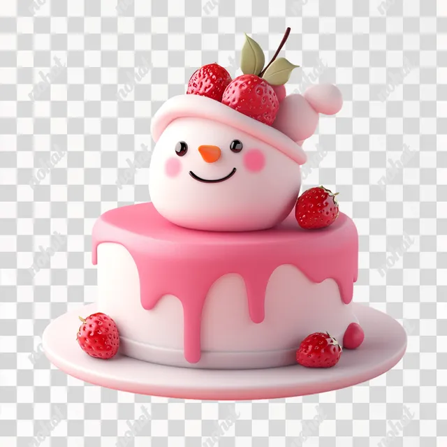 Strawberry Snowman: Cute 2D Cake Icon Designs