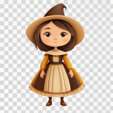 Thanksgiving Pilgrim for kids. Isolated on white background.