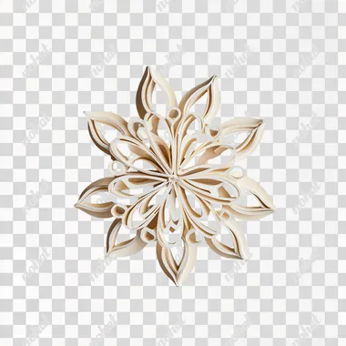 Overhead photo of realistic single Crismas ornament in crazy shape.Diy handmade.View from above.White background.
