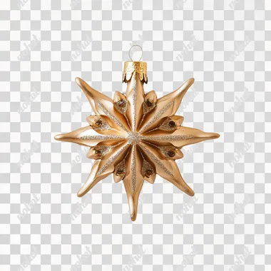Overhead photo of realistic single Crismas ornament in crazy shape.Diy handmade.View from above.White background.