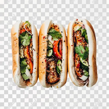 realistic photo of Banh Mi , white background
