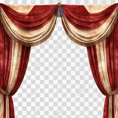 single circus curtain flap white background