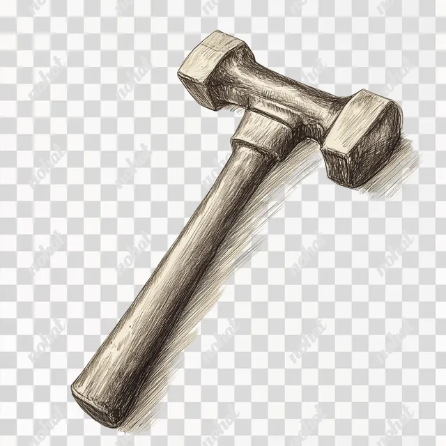 PNG Drawing of a regular hammer tool for home and construction use