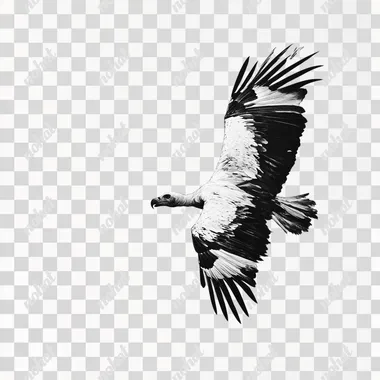 vulture flying mid air, white background,