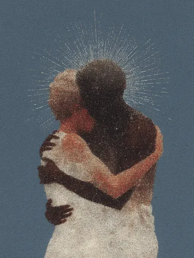 multiple abstract couples embracing, but one figures partner has disappeared, leaving them hugging empty space, 60% dusty rose and bronze tones, 30% soft blue shadows, 10% transparent sparkle dust at missing figure, radial composition, curved arm lines, emotion of lost connection and muscle memory.  --exp 100 --raw  946229656 rofile fbichjd --sv 4 --sw 1000
