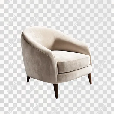 Photorealistic image of an armchair, viewed from a 45-degree angle, on a perfectly smooth, pure white background. The chair's fabric and design should be well-lit, with no shadows or additional objects. The background must remain clean and uniform. --s 50