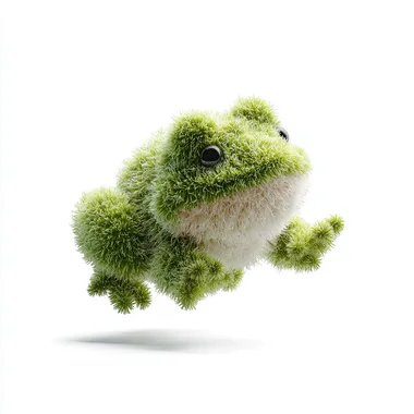 cute light green fluffy plush frog,super fluffy plush style in the air, fuffy plush frog style ,nice plush creation, veryobvious wool texture,light clean transparent background,Blendersimulated plush style,C4D Simulated plush style,front view ar 3:4 niji 6   ol2e2h2