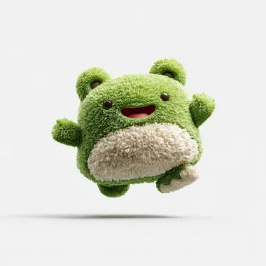 cute light green fluffy plush frog,super fluffy plush style in the air, fuffy plush frog style ,nice plush creation, veryobvious wool texture,light clean transparent background,Blendersimulated plush style,C4D Simulated plush style,front view ar 3:4 niji 6   ol2e2h2