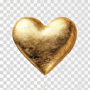 Small gold heart, brushed metallic texture, minimalist design, subtle shine, elegant and modern on solid white background
