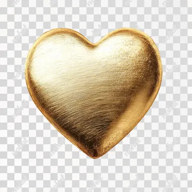 Small gold heart, brushed metallic texture, minimalist design, subtle shine, elegant and modern on solid white background
