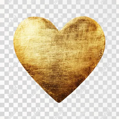 Small gold heart, brushed metallic texture, minimalist design, subtle shine, elegant and modern on solid white background