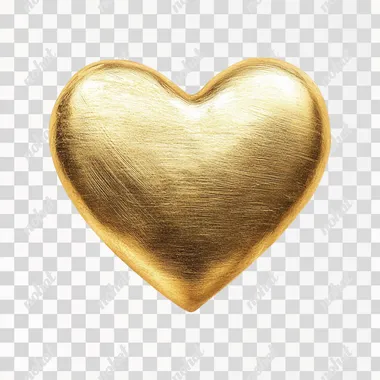 Small gold heart, brushed metallic texture, minimalist design, subtle shine, elegant and modern on solid white background