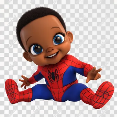 african american baby boy dressed as spidey cartoon render --s 50