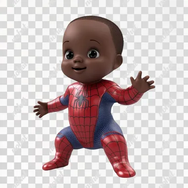 african american baby boy dressed as spidey cartoon render --s 50