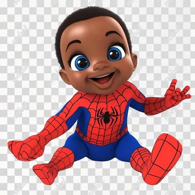 african american baby boy dressed as spidey cartoon render --s 50