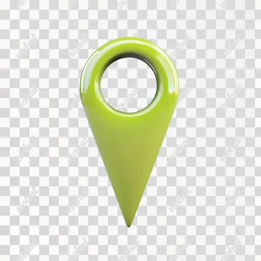 3d render of one green LOCATOR, locator has matte surface, white background
