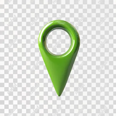 3d render of one green LOCATOR, locator has matte surface, white background