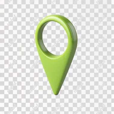 3d render of one green LOCATOR, locator has matte surface, white background