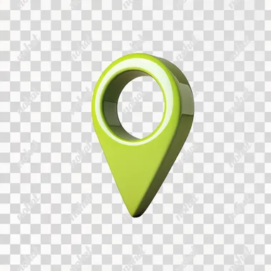 3d render of one green LOCATOR, locator has matte surface, white background
