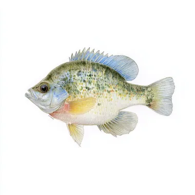 hand sketch of a blue gill on a white background  --raw