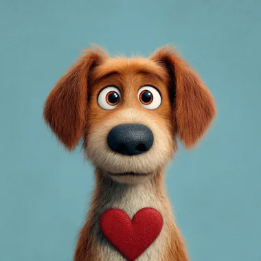 Pixar animation style doglovers social media app, paw print heart
