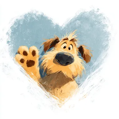 Pixar animation style doglovers social media app, paw print heart