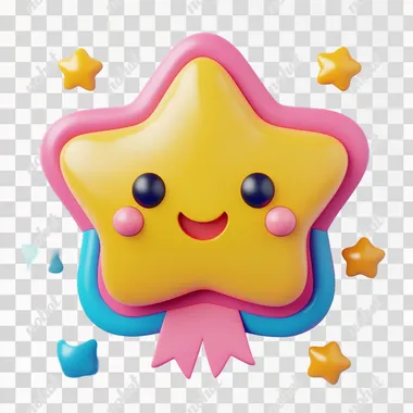 Draw an icon about the badge, 3D rendering, C4D, cartoon, cute, suitable for UI design, the background is a solid color, the main color becomes warm, with other colors, the overall effect is cute and fashionable