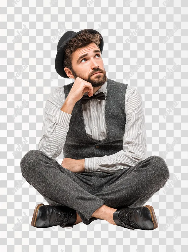 PNG Pensive Businessman Awaiting Response