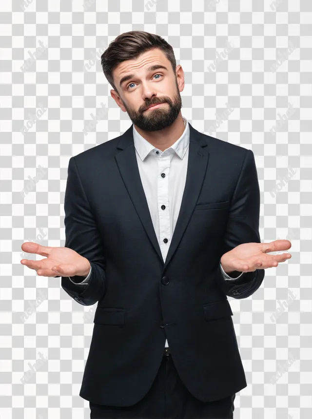PNG Confident Businessman Awaiting Response