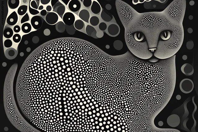 Abstract Black and White Cat Design in Geometric Style for Modern Decor