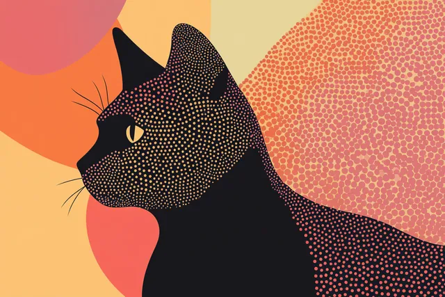 Black Cat Abstract Art with Colorful Background for Modern Home Decor