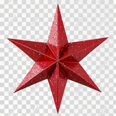 a flat shimmery bright red star on a white background