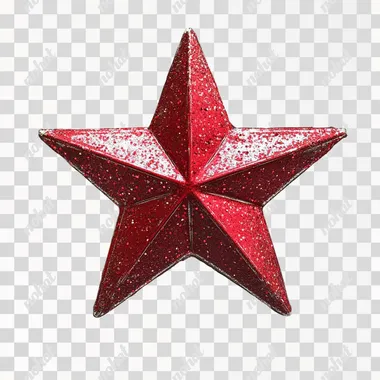 a flat shimmery bright red star on a white background