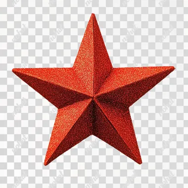 a flat shimmery bright red star on a white background