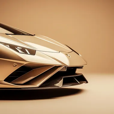 beige Lambourghini on a beige background, close up