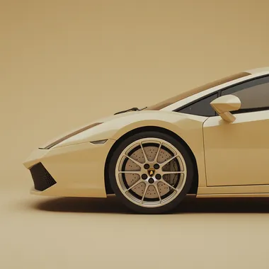 beige Lambourghini on a beige background, close up