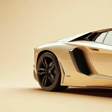 beige Lambourghini on a beige background, close up