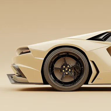 beige Lambourghini on a beige background, close up