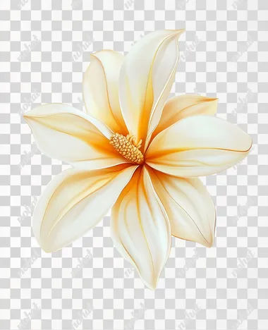 floating vanilla flower, photorealistic image, white background