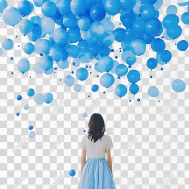 beautiful blue balloon release whitebackground
