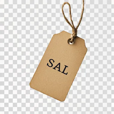 a simple image of a shopping tag with the word SALE on it. clean isolated white background, minimalist design