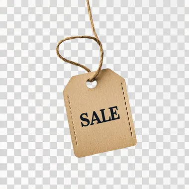 a simple image of a shopping tag with the word SALE on it. clean isolated white background, minimalist design