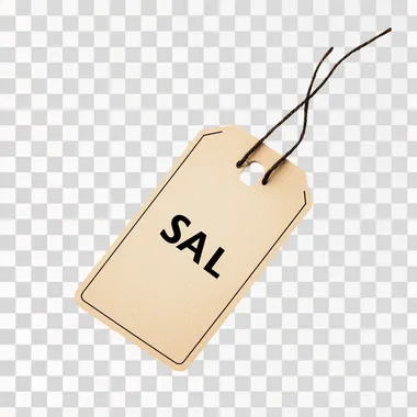 a simple image of a shopping tag with the word SALE on it. clean isolated white background, minimalist design