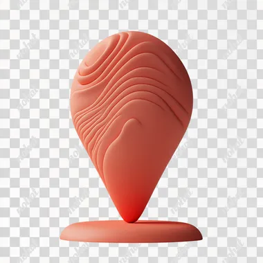 3d icon of a red location pin , location,3d blender render, soft clay material,plain white background, soft edge