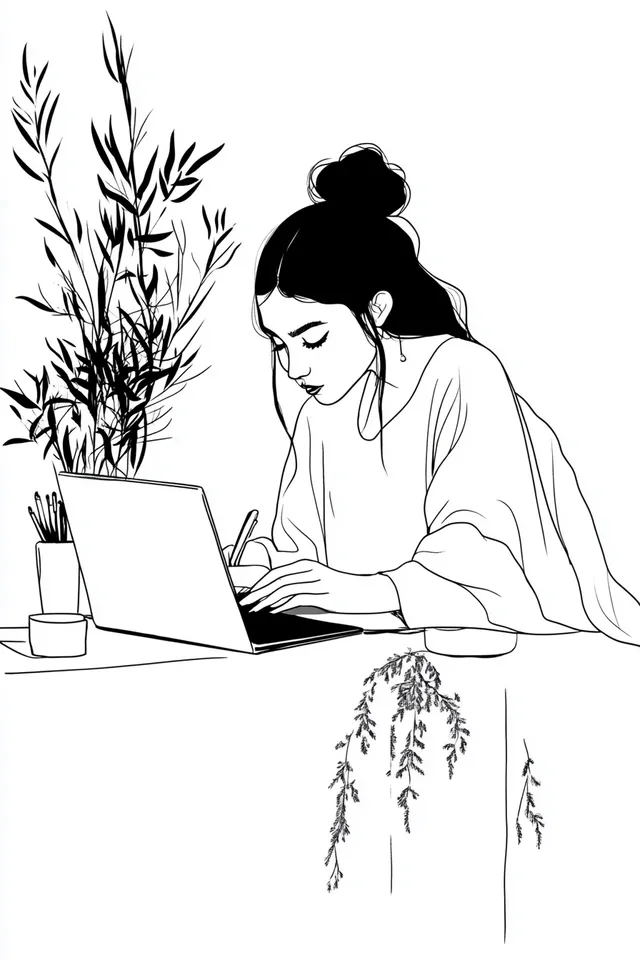 Modern High Priestess: A Minimalist Tarot Card Illustration